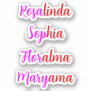 8 Handwritten Transparent Waterproof Names, Girly Sticker