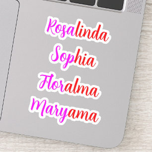 8 Handwritten Transparent Waterproof Names, Girly Sticker