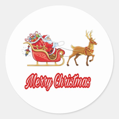 8Ho Ho Ho Santa claus laugh face merry Christmas  Classic Round Sticker