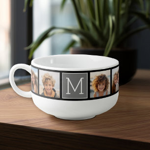 8 Instagram Photo Collage Custom Monogram Soup Mug