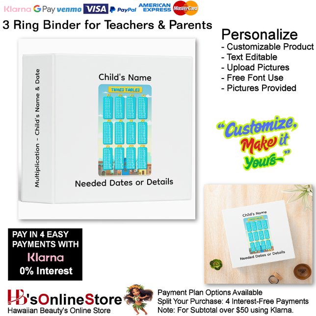 8 Learn Multiplication Child's Name Date Teacher  3 Ring Binder (8 Learn Multiplication Child's Name Date Teacher 3 Ring Binder.)