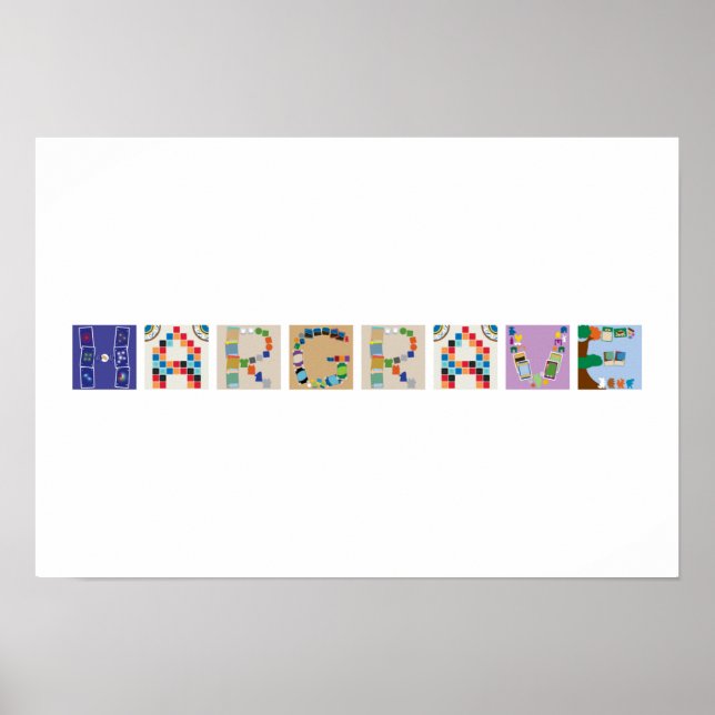 8-Letter Name Board Game Alphabet Poster (Front)