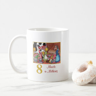 8 Maids a-Milking Cute Animals & Typography Coffee Mug