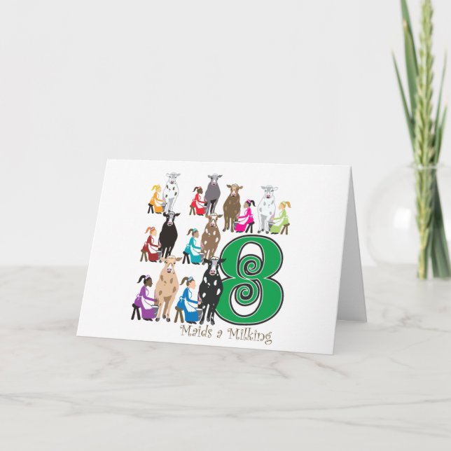 8 Maids Milking Holiday Card (Front)