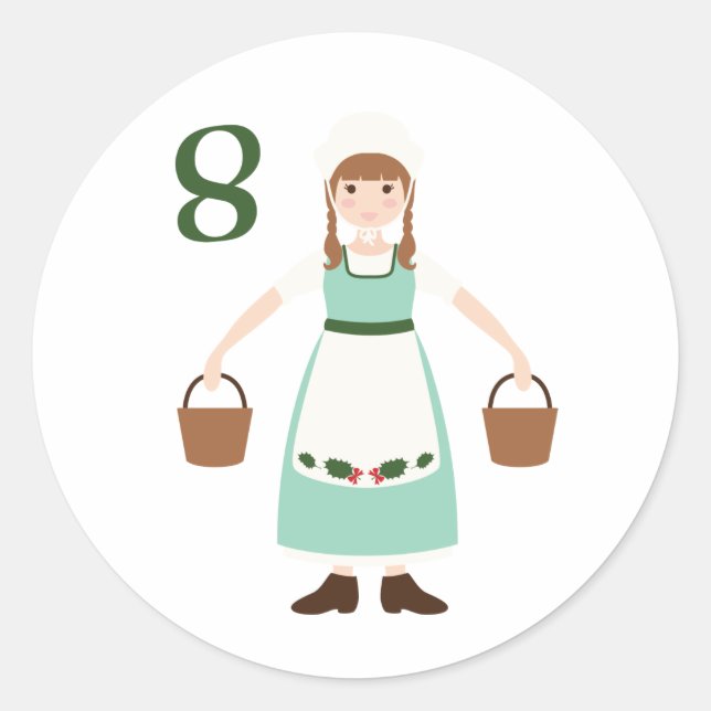 8 Milk Maids Classic Round Sticker (Front)