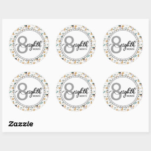 8 Month Milestone Baby Giraffes and Balloons Classic Round Sticker