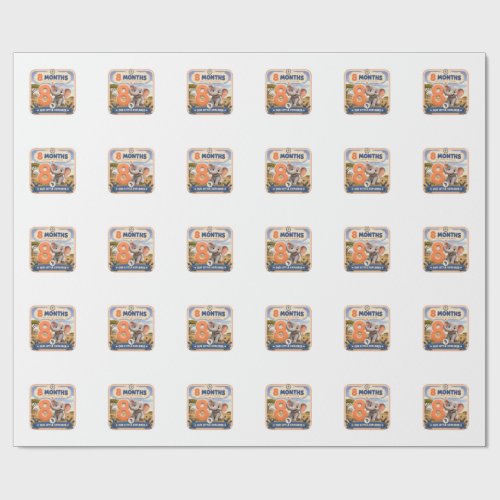 8 Months Baby Milestone Safari Explorer Wrapping Paper