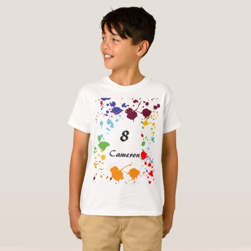 8 Name Art Party Colorful Splashes T_Shirt