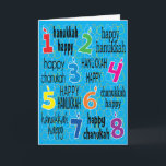 "8 Nights of Hanukkah" Greeting Card w Envelope<br><div class="desc">"8 Nights of Hanukkah" Greeting Card with Envelope. To personalize this card simply delete text inside and add your own, Choose your favorite font style, color, size and wording. Thanks for stopping and shopping by. Much appreciated!!! Happy Hanukkah! Size: Standard (5" x 7") Birthdays or holidays, good days or hard...</div>