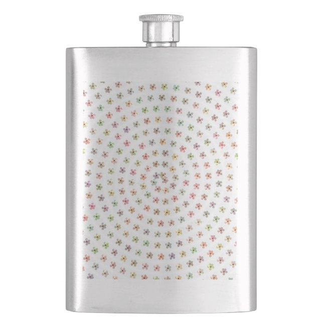 8 oz. Stainless Steel Flask, Floral Swirl Pattern Flask (Front)