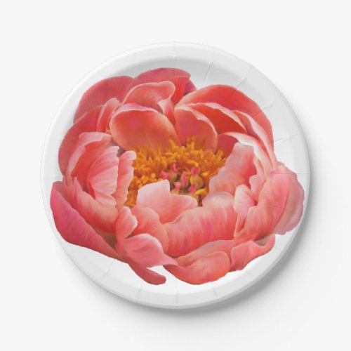 8 Paper Plates Coral Peony