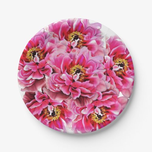 8 Paper Plates Pink Peonies