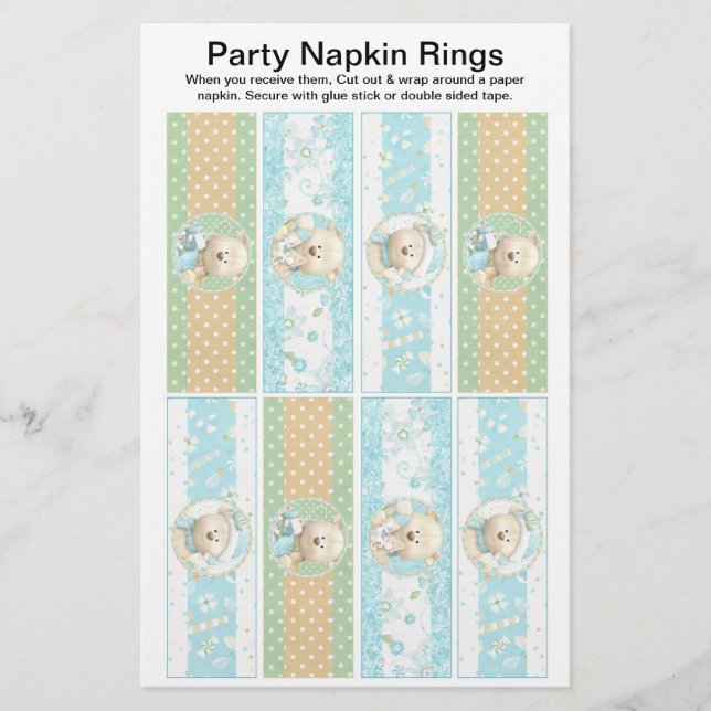 8 per sheet Christmas Bears Paper Napkin Rings (Front)