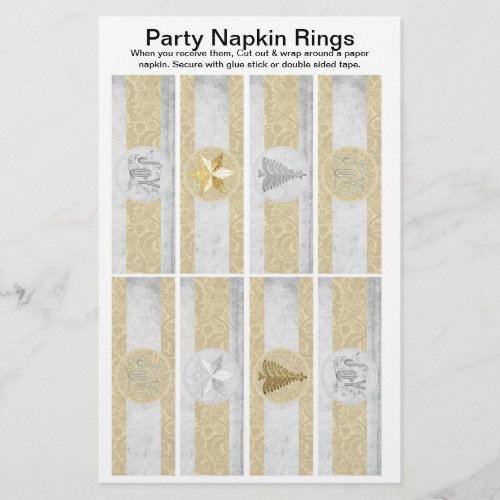 8 per sheet Elegant Christmas Paper Napkin Rings