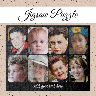 8 photo collage add text black jigsaw puzzle