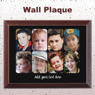 8 photo collage add text black wall plaque