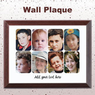 8 photo collage add text white wall plaque