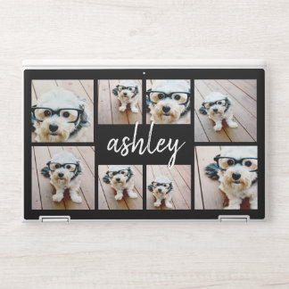 8 Photo Collage Add Your Name Calligraphy HP Laptop Skin