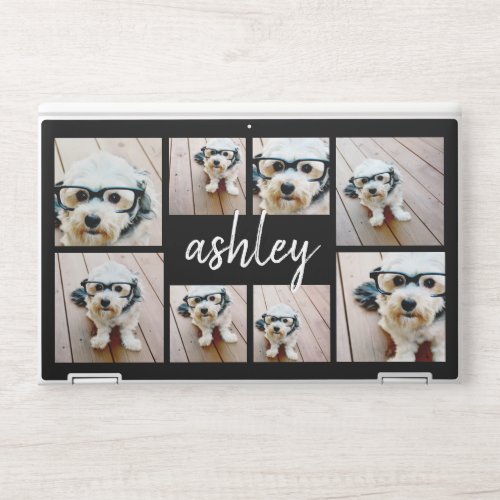 8 Photo Collage Add Your Name Calligraphy HP Laptop Skin