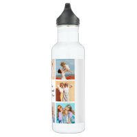 8 Photo Collage Add Your Own Greeting Stainless Steel Water Bottle