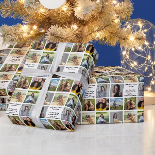 8 Photo Collage Add Your Own Greeting  Wrapping Paper