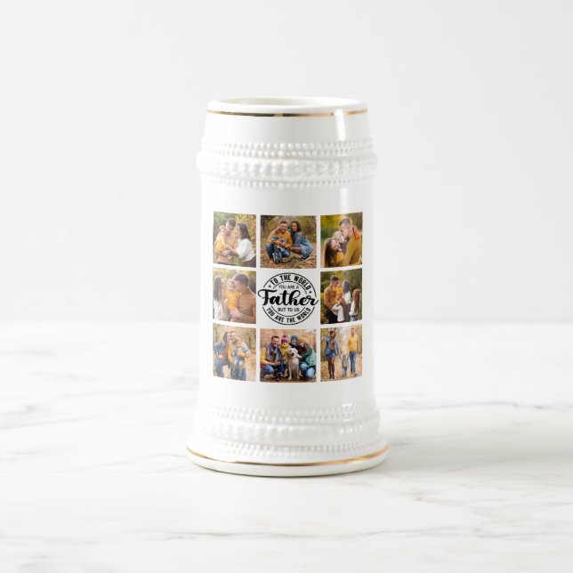 8 Photo Collage All Occasion World's Best Father Beer Stein (Center)