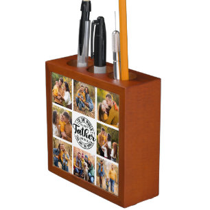 8 Photo Collage All Occasion World's Best Father Desk Organizer