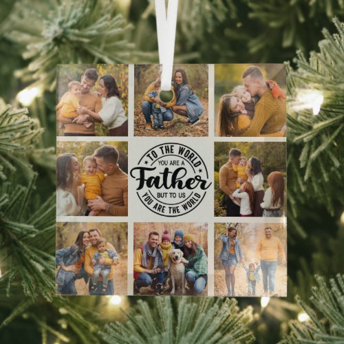 8 Photo Collage All Occasion Worlds Best Father Glass Ornament