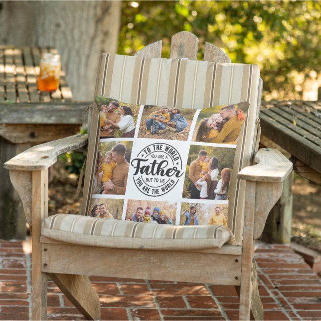 8 Photo Collage All Occasion World's Best Father Outdoor Pillow (Chair)