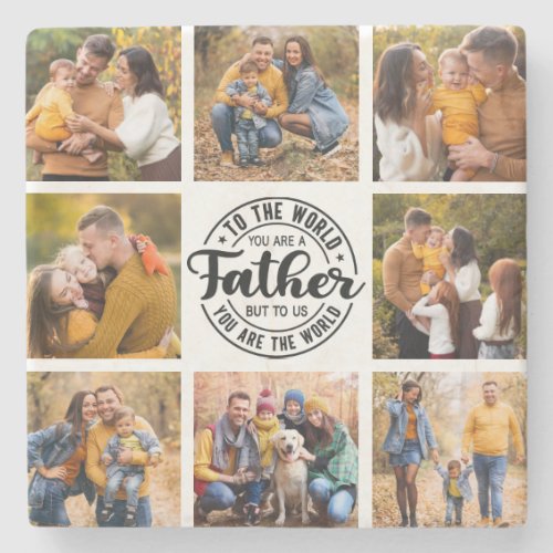 8 Photo Collage All Occasion Worlds Best Father Stone Coaster