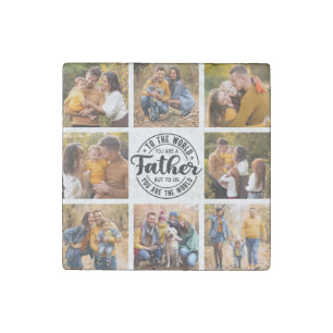 8 Photo Collage All Occasion World's Best Father Stone Magnet