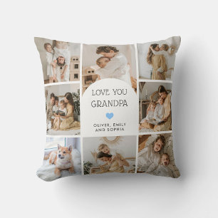 8 Photo Collage Arch We Love You Grandpa Throw Pillow