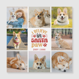 8 Photo Collage Believe In Santa Paw Magnetic Card