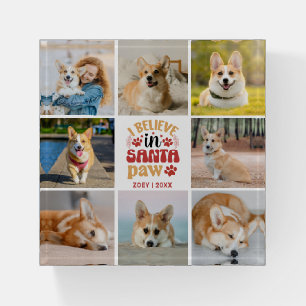 8 Photo Collage Believe In Santa Paws Paperweight
