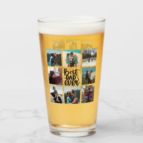 8 Photo Collage Best Dad Ever   Glass