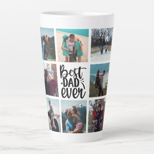 8 Photo Collage Best Dad Ever   Latte Mug