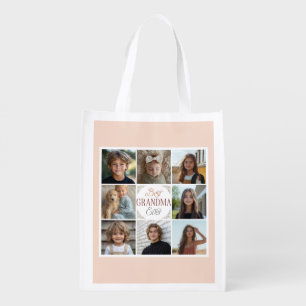 8 Photo Collage Best Grandma Ever Grocery Bag