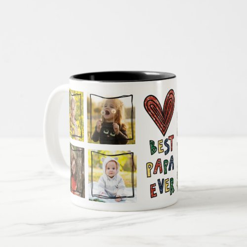 8 Photo Collage Best Papa Ever Fathers Day Two_Tone Coffee Mug
