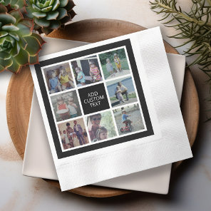 8 Photo Collage - black white - Custom Text Napkins