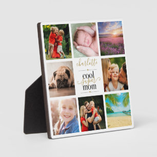 8 Photo Collage Cool Super Mom Personalized Plaque