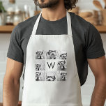 8 Photo Collage Custom Monogram Black and White Adult Apron<br><div class="desc">You can use Instagram photos for this design. Use 8 square pictures to create a unique and personal gift. Or you can keep the hipster puppy and make a trendy keepsake. If you need to adjust the pictures,  click on the customize tool to make changes.</div>