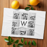 8 Photo Collage Custom Monogram Black and White Towel<br><div class="desc">You can use Instagram photos for this design. Use 8 square pictures to create a unique and personal gift. Or you can keep the hipster puppy and make a trendy keepsake. If you need to adjust the pictures,  click on the customize tool to make changes.</div>