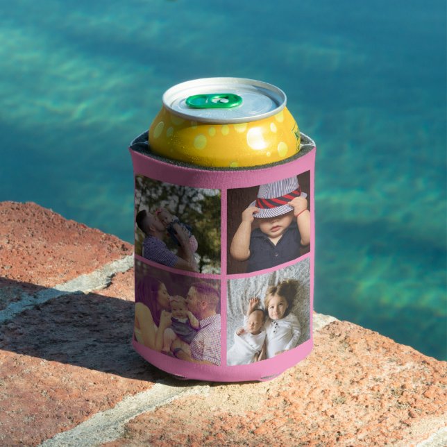 8 Photo Collage DIY Fun Personalized Can Cooler (In Situ Pool)
