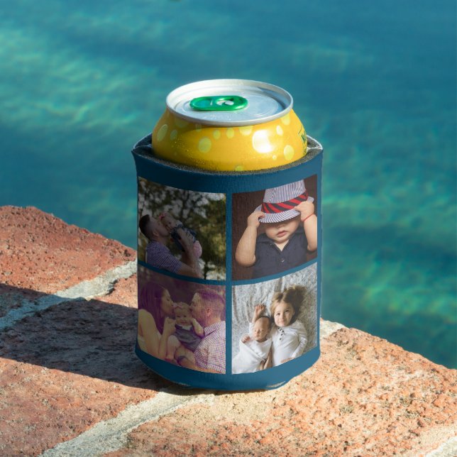 8 Photo Collage DIY Fun Personalized Can Cooler (In Situ Pool)