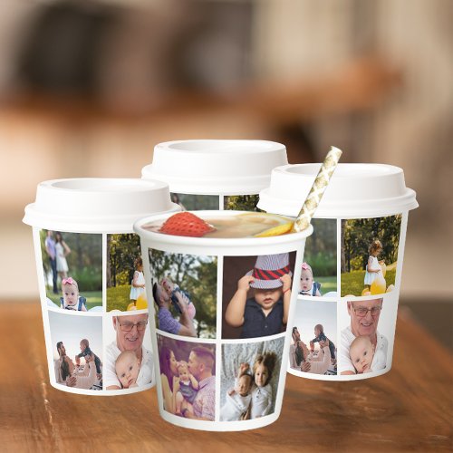 8 Photo Collage DIY Fun Personalized Coffee Paper Cups