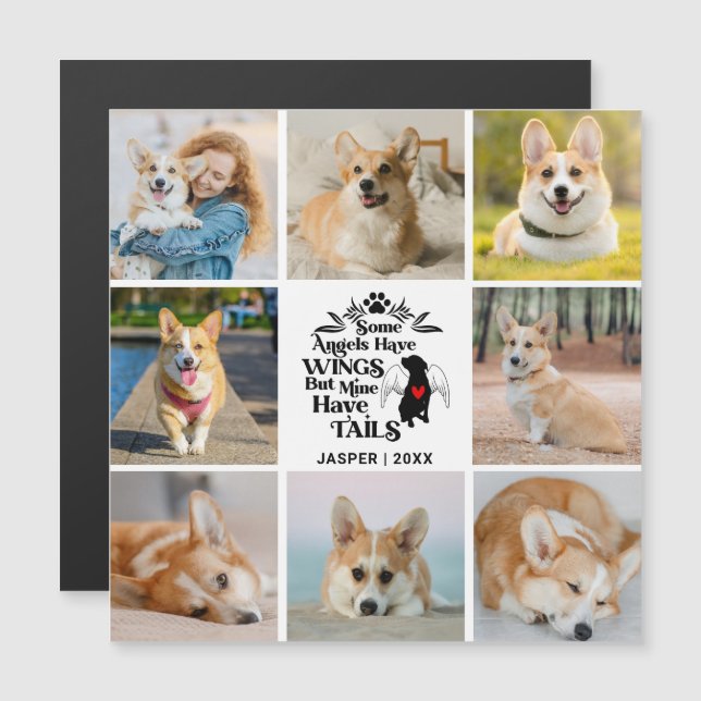 8 Photo Collage Dog Loss Remembrance Magnetic Card (Front/Back)