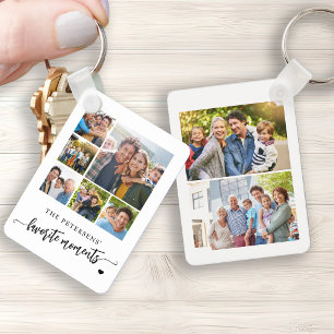 8 photo collage family name personalized  keychain