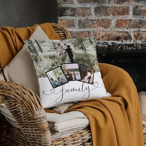 8 Photo Collage Family Personalized Throw Pillow
