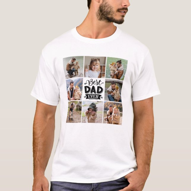 8 Photo Collage Father's Day Best Dad Ever Men's T-Shirt (Front)