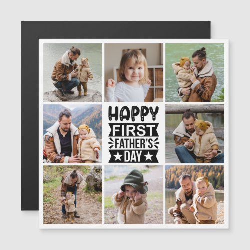 8 Photo Collage First Fathers Day Magnetic Card